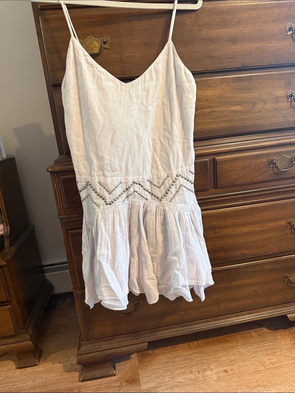 Zara Light Beige Linen-Blend Tagged Dress